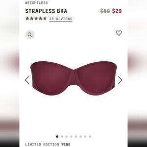 Skims weightless strapless bra NWT